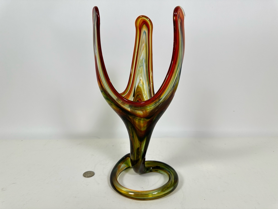 Mid-Century Art Glass Vase 13H [Photo 5]