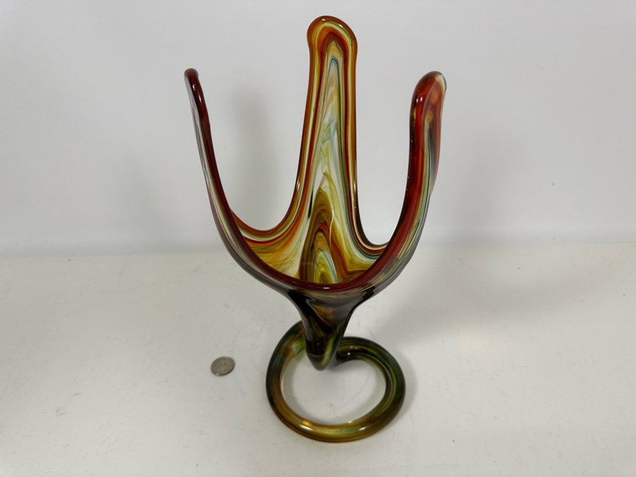 Mid-Century Art Glass Vase 13H [Photo 6]