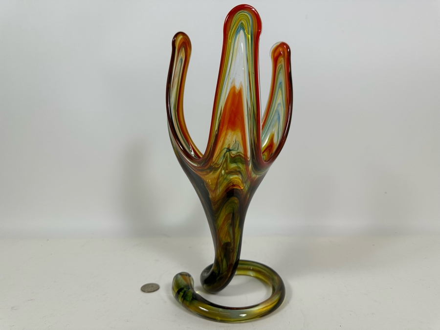 Mid-Century Art Glass Vase 13H [Photo 3]