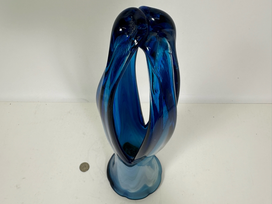 Large Hand Blown Murano Art Glass Basket Vase Italy 16H [Photo 10]