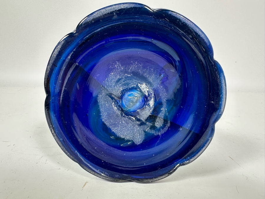 Large Hand Blown Murano Art Glass Basket Vase Italy 16H [Photo 11]