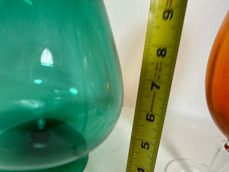Pair Of Mid-Century Footed Art Glasses 10H & 14H [Photo 11]