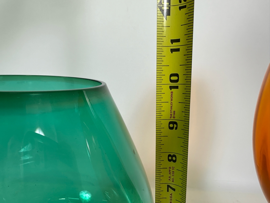 Pair Of Mid-Century Footed Art Glasses 10H & 14H [Photo 10]