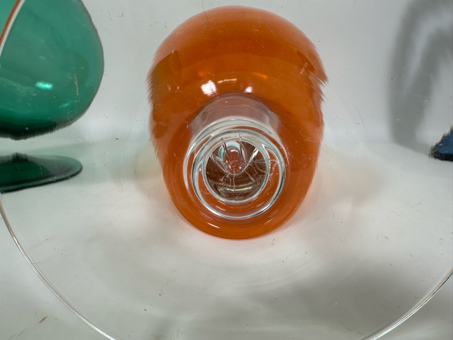 Pair Of Mid-Century Footed Art Glasses 10H & 14H [Photo 7]