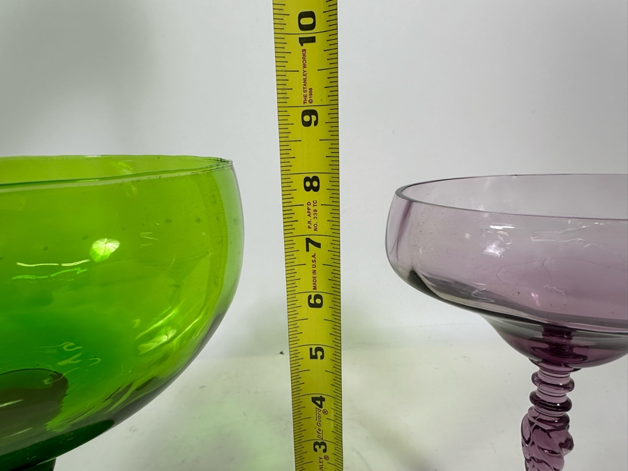 Pair Of Mid-Century Footed Art Glasses 8H [Photo 12]