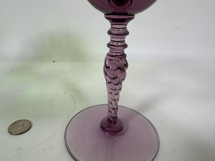 Pair Of Mid-Century Footed Art Glasses 8H [Photo 7]