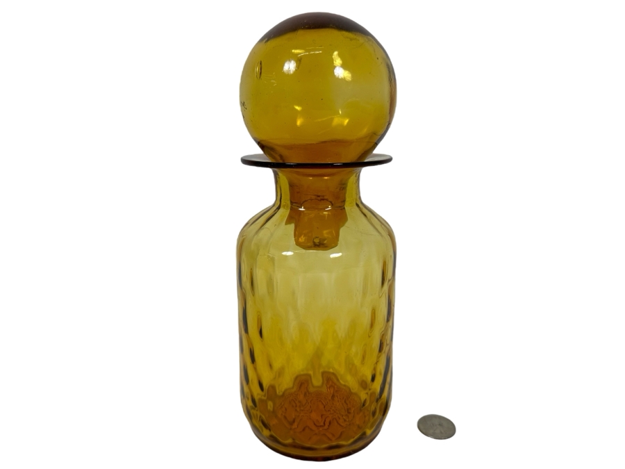 Amber Glass Bottle With Stopper 9.5H [Photo 1]