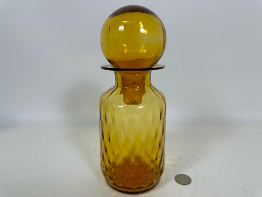 Amber Glass Bottle With Stopper 9.5H [Photo 2]