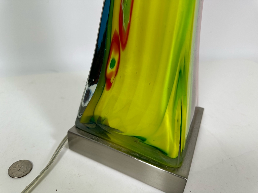 Stunning Art Glass Table Lamp With Pair Of Shades (One Shown Is Hand Painted) 32H [Photo 10]
