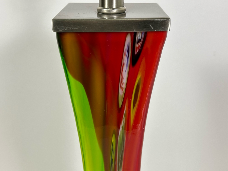 Stunning Art Glass Table Lamp With Pair Of Shades (One Shown Is Hand Painted) 32H [Photo 5]