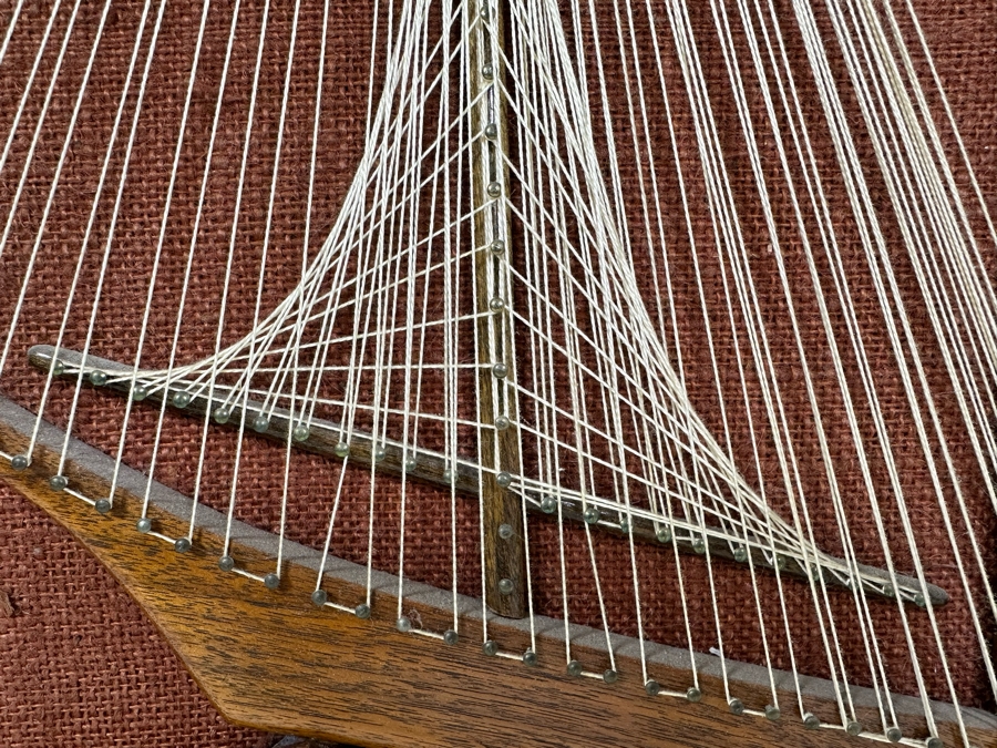 Mid-Century Modern String Artwork Of Sailboat Framed 18 X 24 [Photo 7]