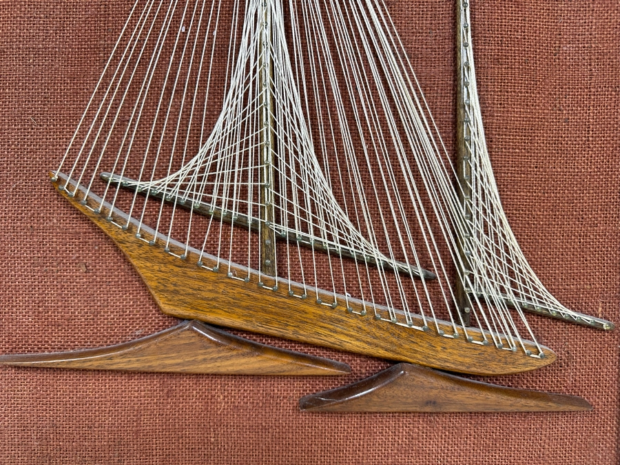Mid-Century Modern String Artwork Of Sailboat Framed 18 X 24 [Photo 4]