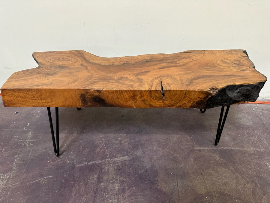 Live Edge Hand-Crafted Wooden Coffee Table With Metal Hairpin Legs 45W X 16D X 15H [Photo 9]