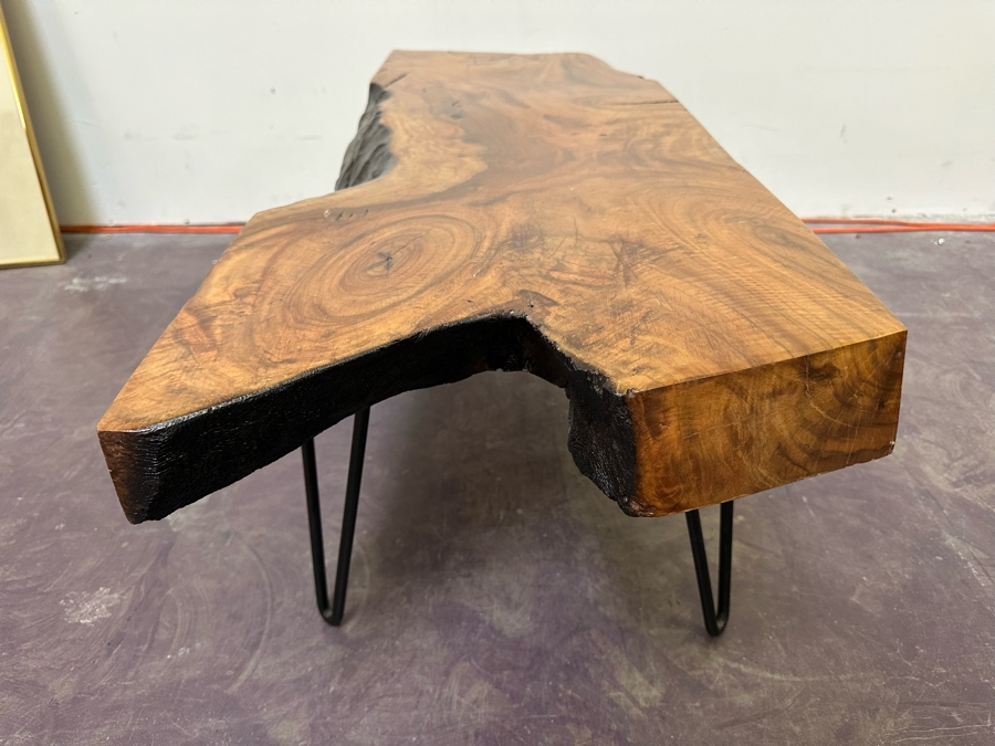 Live Edge Hand-Crafted Wooden Coffee Table With Metal Hairpin Legs 45W X 16D X 15H [Photo 8]