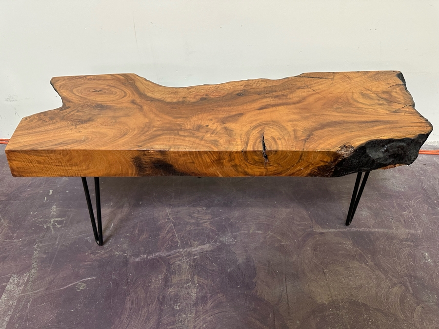 Live Edge Hand-Crafted Wooden Coffee Table With Metal Hairpin Legs 45W X 16D X 15H [Photo 10]