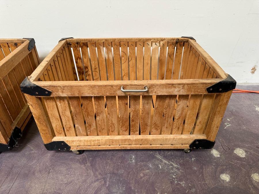 Pair Of Wooden Storage Bins With Casters 26W X 18D X 14H [Photo 7]