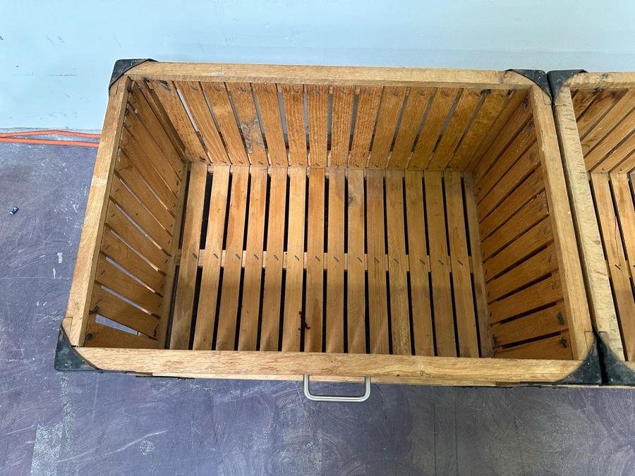 Pair Of Wooden Storage Bins With Casters 26W X 18D X 14H [Photo 6]