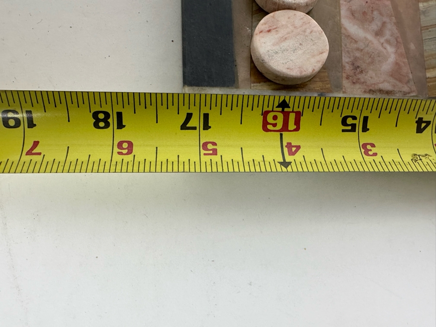 Marble And Agate Backgammon Board 17 X 13 Complete With Backgammon Counters Pieces [Photo 9]