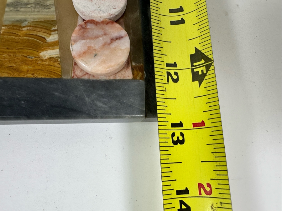 Marble And Agate Backgammon Board 17 X 13 Complete With Backgammon Counters Pieces [Photo 10]