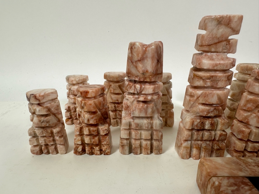 Marble Chess Board 14 X 14 Complete With 32 Carved Marble Chess Pieces [Photo 5]