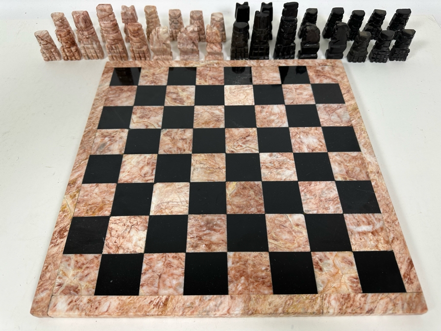 Marble Chess Board 14 X 14 Complete With 32 Carved Marble Chess Pieces [Photo 3]
