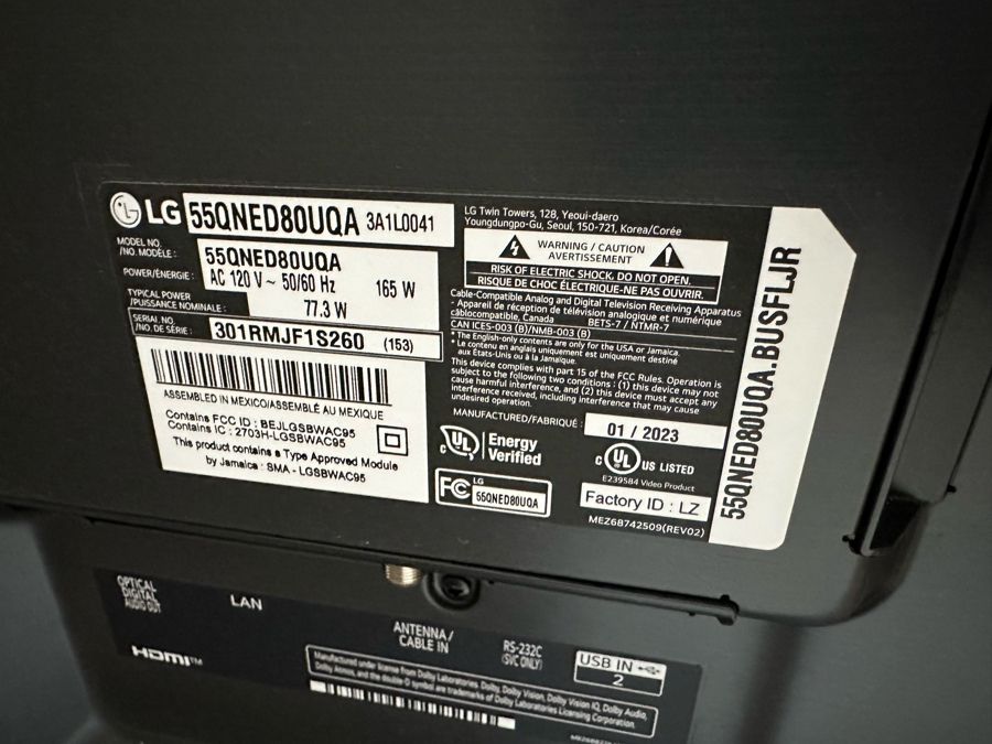 LG 55' Class QNED80 UQA Series LED 4K UHD TV Model Number 55QNED80UQA [Photo 5]