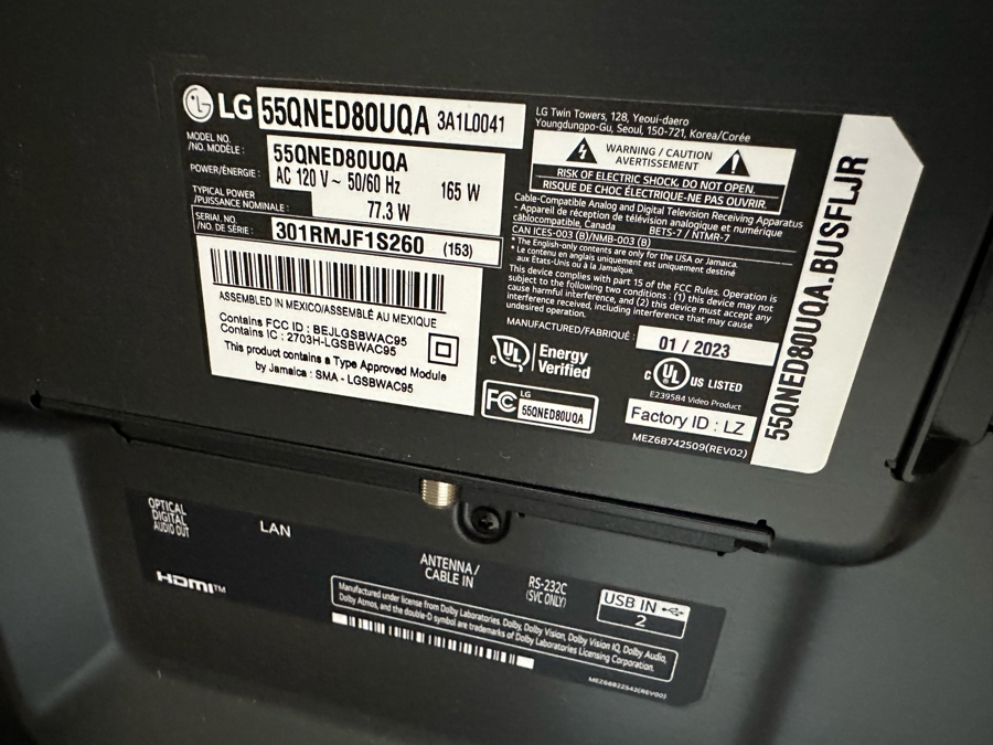 LG 55' Class QNED80 UQA Series LED 4K UHD TV Model Number 55QNED80UQA [Photo 4]