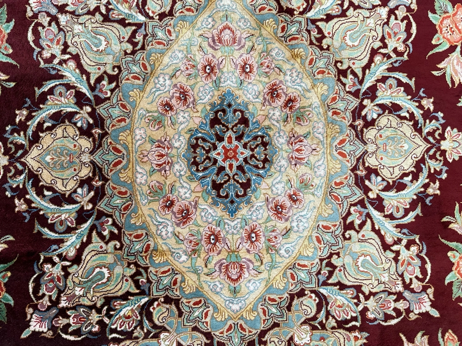 Vintage Finely Hand Knotted SIGNED Silk Persian Area Rug 31 X 49 [Photo 8]