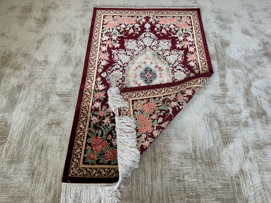 Vintage Finely Hand Knotted SIGNED Silk Persian Area Rug 31 X 49 [Photo 10]