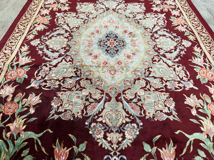 Vintage Finely Hand Knotted SIGNED Silk Persian Area Rug 31 X 49 [Photo 5]