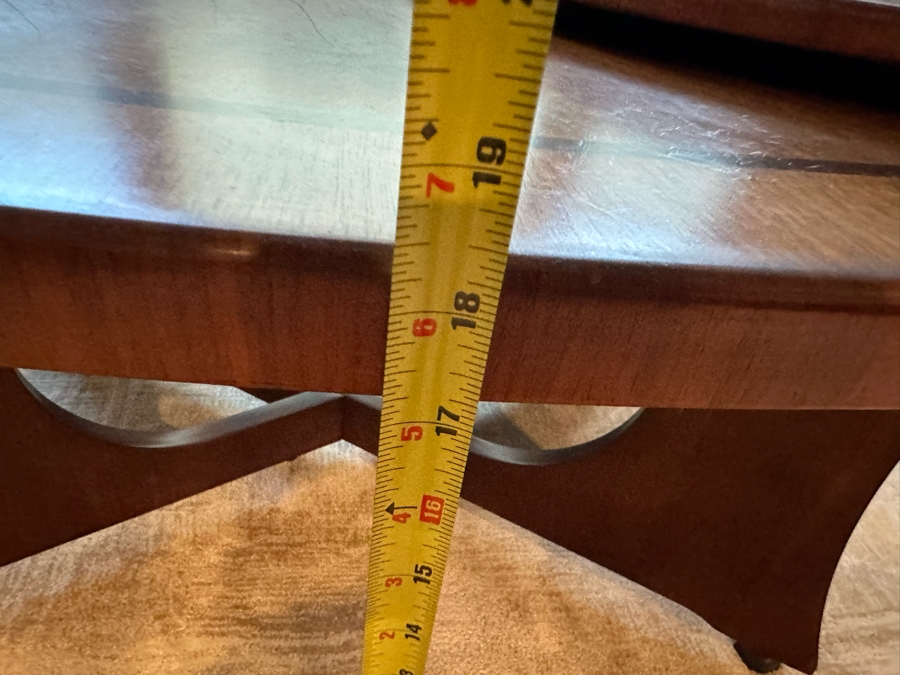 Wooden Coffee Table With Swinging Round Side Table 52W X 34D X 18.5H [Photo 10]