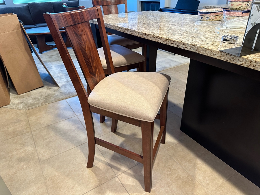 Three Wooden Bar Stools 26' Seat Height [Photo 4]