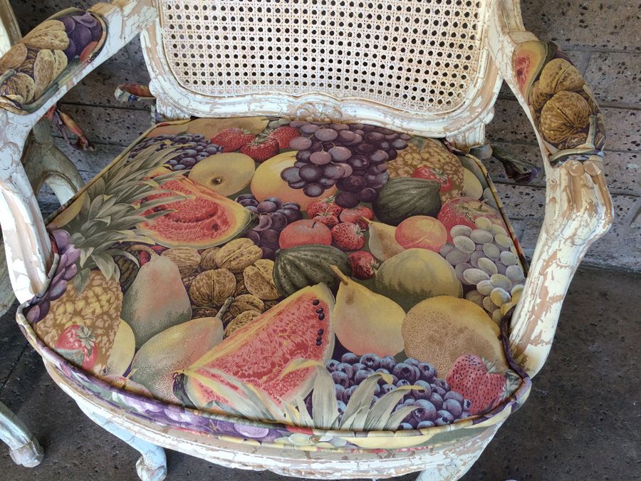 Pair of French Provincial Cane Back Chippy Chairs [Photo 6]