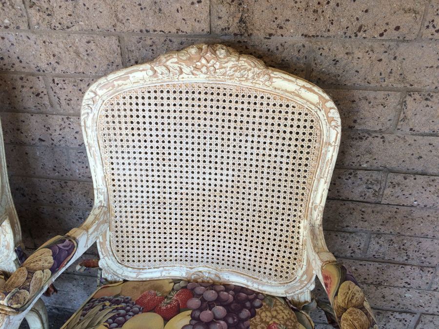 Pair of French Provincial Cane Back Chippy Chairs [Photo 5]