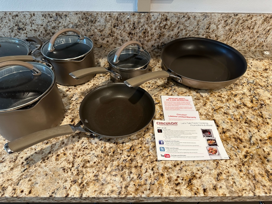 Set Of Circulon Premier Professional Pots And Pans With Lids 10 Piece Set 9504