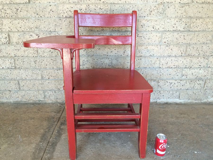 Vintage Red Painted Child's School Desk [Photo 2]