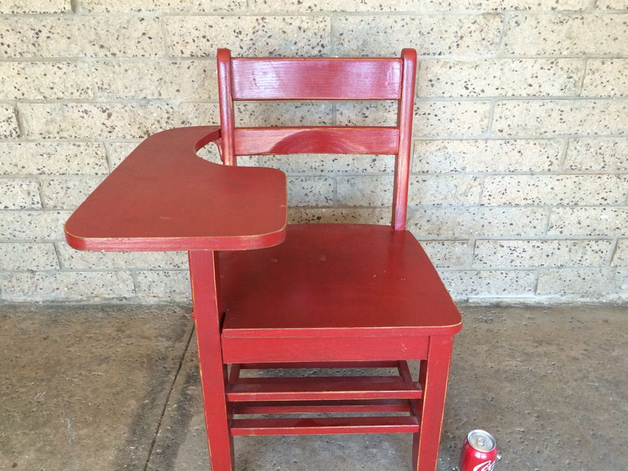 Vintage Red Painted Child's School Desk [Photo 4]