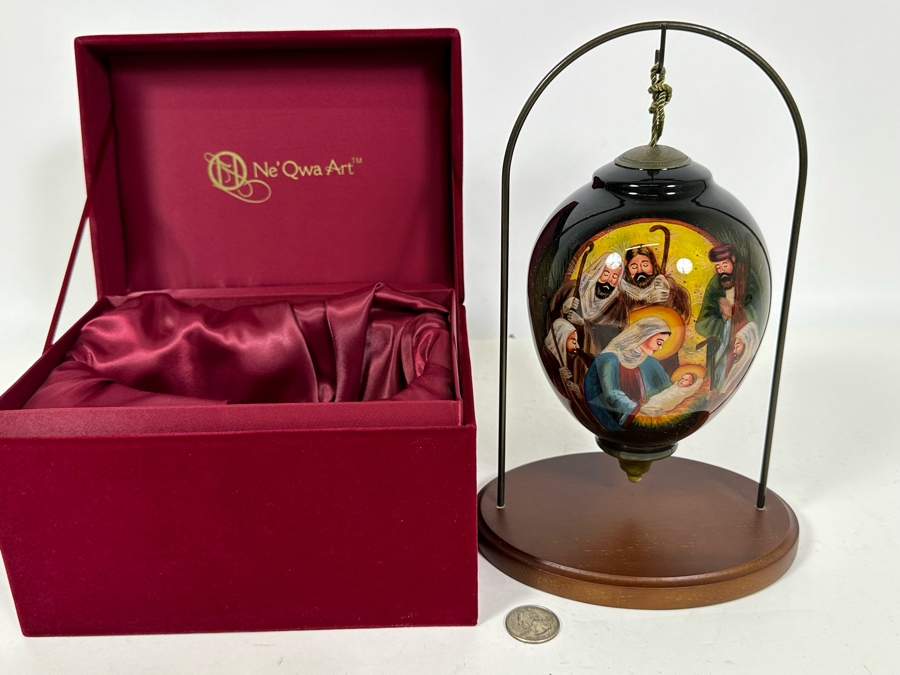 Reverse Painted Glass Ornament By Ne'Qwa Art With Box And Display Stand [Photo 2]