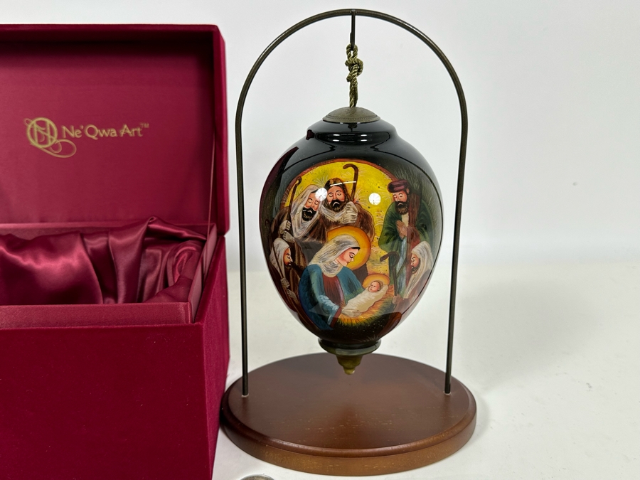 Reverse Painted Glass Ornament By Ne'Qwa Art With Box And Display Stand [Photo 4]