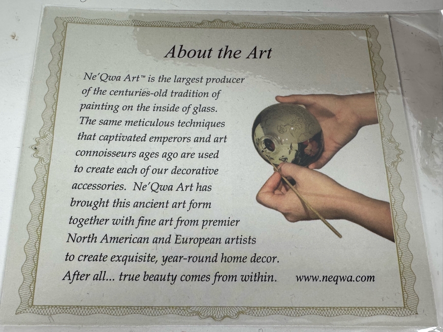 Reverse Painted Glass Ornament By Ne'Qwa Art With Box And Display Stand [Photo 9]