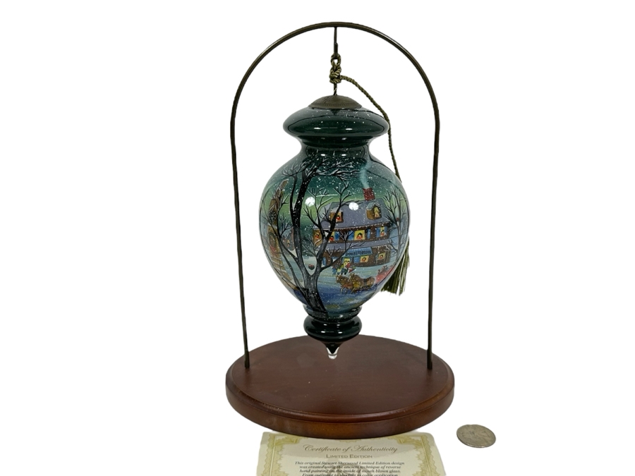 Limited Edition Reverse Painted Glass Ornament By Ne'Qwa Art With Box And Display Stand [Photo 1]