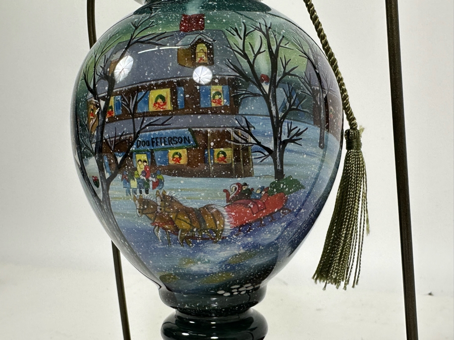 Limited Edition Reverse Painted Glass Ornament By Ne'Qwa Art With Box And Display Stand [Photo 4]