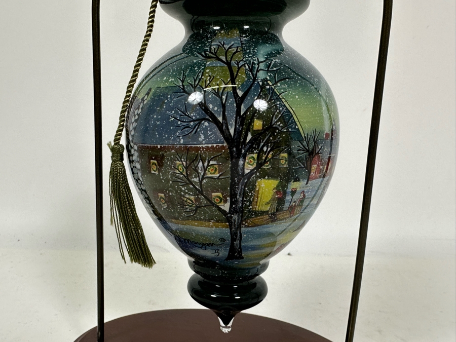 Limited Edition Reverse Painted Glass Ornament By Ne'Qwa Art With Box And Display Stand [Photo 8]
