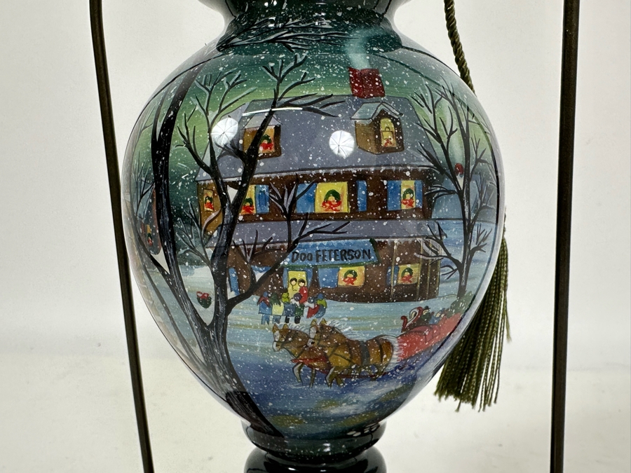 Limited Edition Reverse Painted Glass Ornament By Ne'Qwa Art With Box And Display Stand [Photo 3]