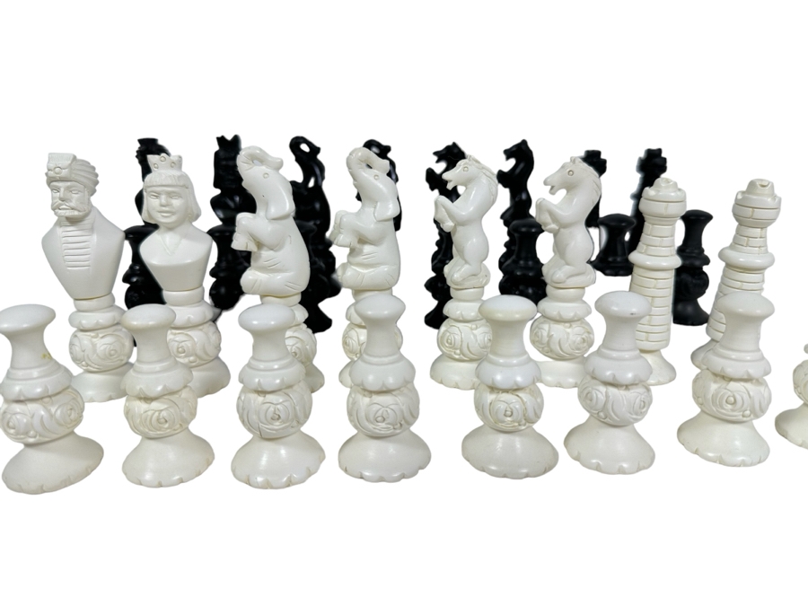 Vintage Carved Meerschaum Chess Pieces