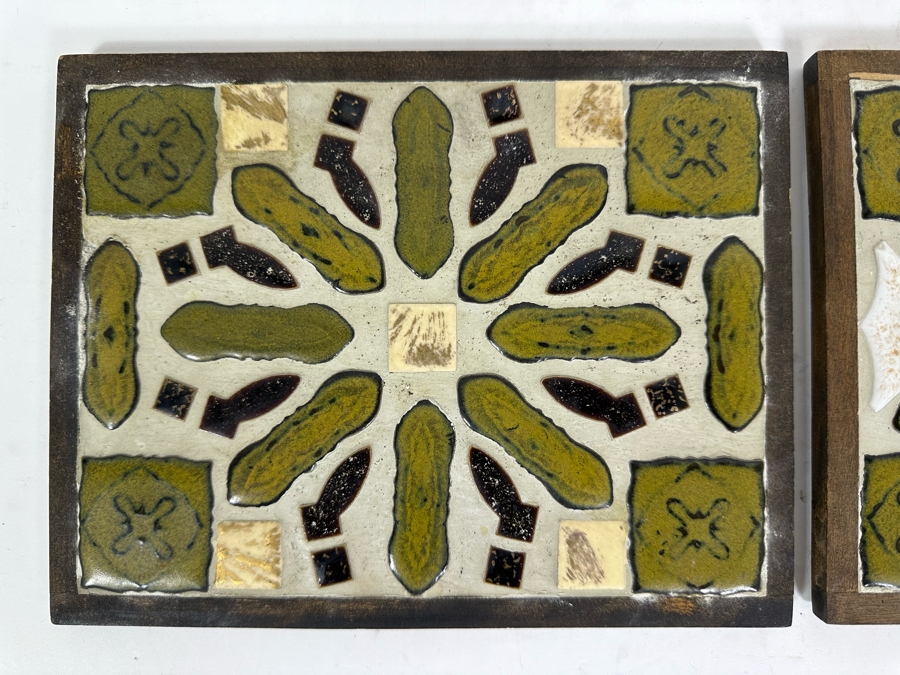 Pair Of Mid-Century Tile / Wooden Trivets [Photo 3]