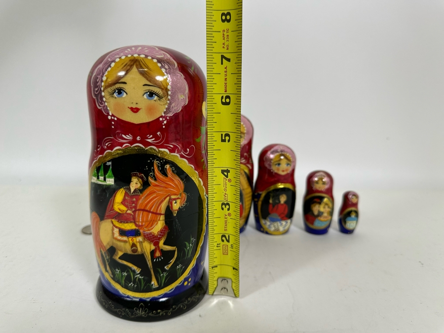 Vintage Russian Hand Painted Signed Wooden Nesting Dolls 7.5H [Photo 10]