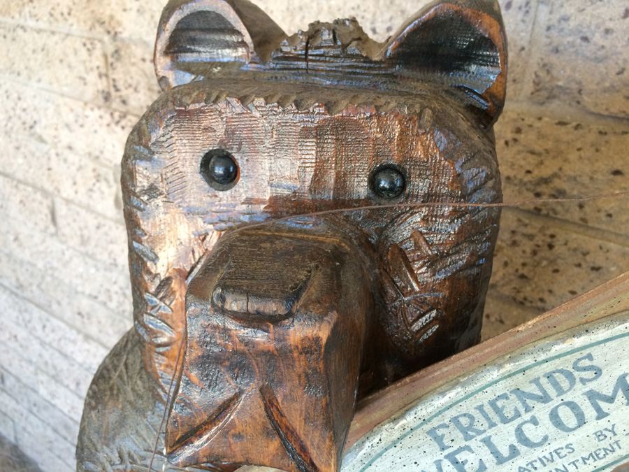 Carved Wooden Bear with Sign [Photo 5]