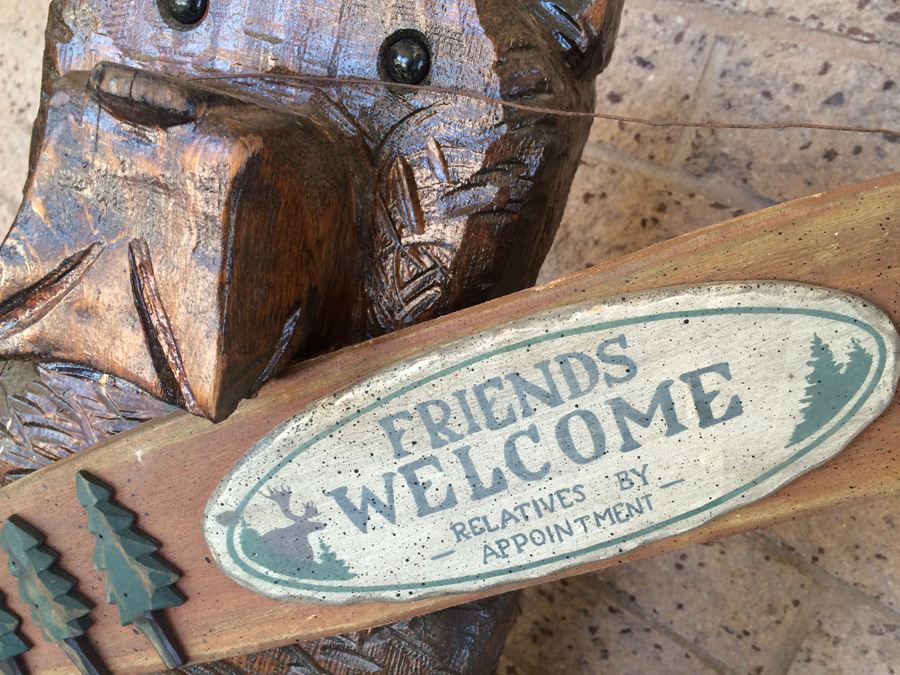 Carved Wooden Bear with Sign [Photo 2]