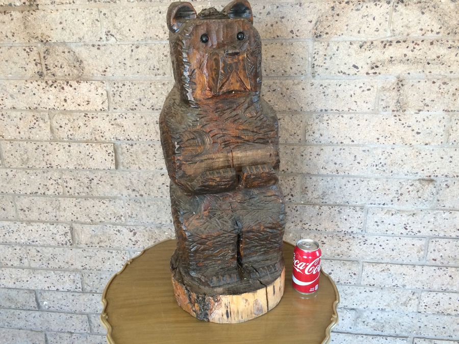 Carved Wooden Bear with Sign [Photo 7]
